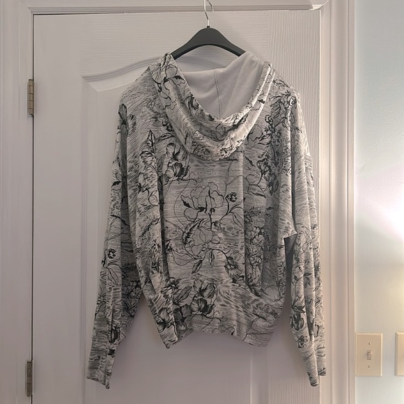 ATHLETA Balance Sweatshirt Womens XL Hoodie Zip Eden Floral Print Grey Black - Picture 2 of 3